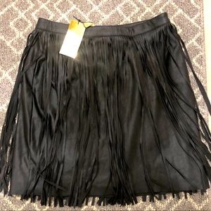 H&M sexy pleather fringe skirt